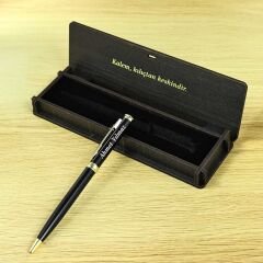 Kişiye Özel İsimli Ahşap Kutulu Hediyelik Metal Tükenmez Kalem