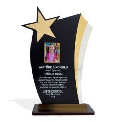 Kişiye Özel Plaket - Ahşap Plaket - Mezuniyet Hatırası - Okul Plaketi - 20cm x 12cm - Siyah PLKT1002S