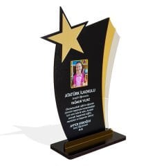 Kişiye Özel Plaket - Ahşap Plaket - Mezuniyet Hatırası - Okul Plaketi - 20cm x 12cm - Siyah PLKT1002S