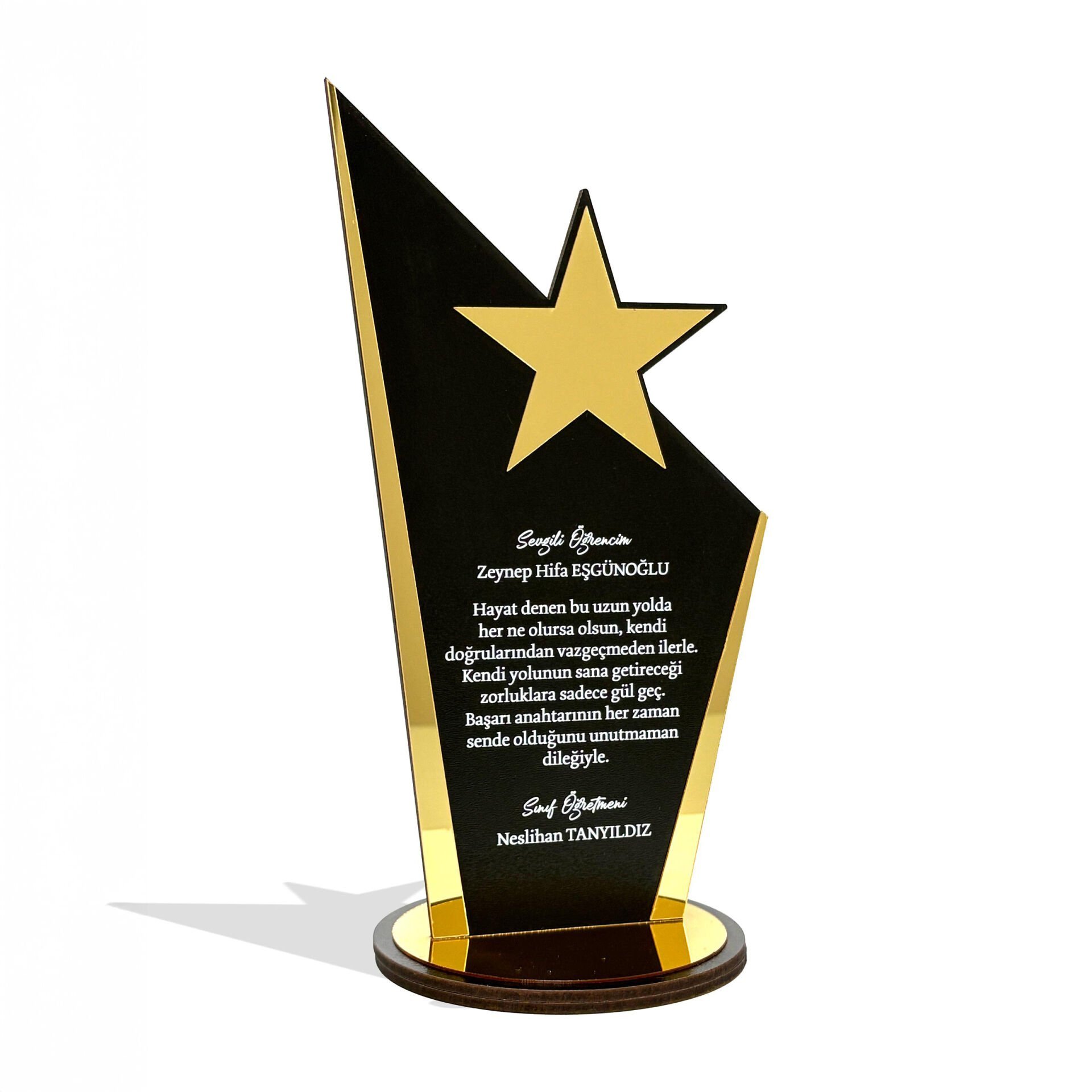 Kişiye Özel Plaket - Ahşap Plaket - Mezuniyet Hatırası - Okul Plaketi - 20cm x 12cm - Siyah PLKT1001S