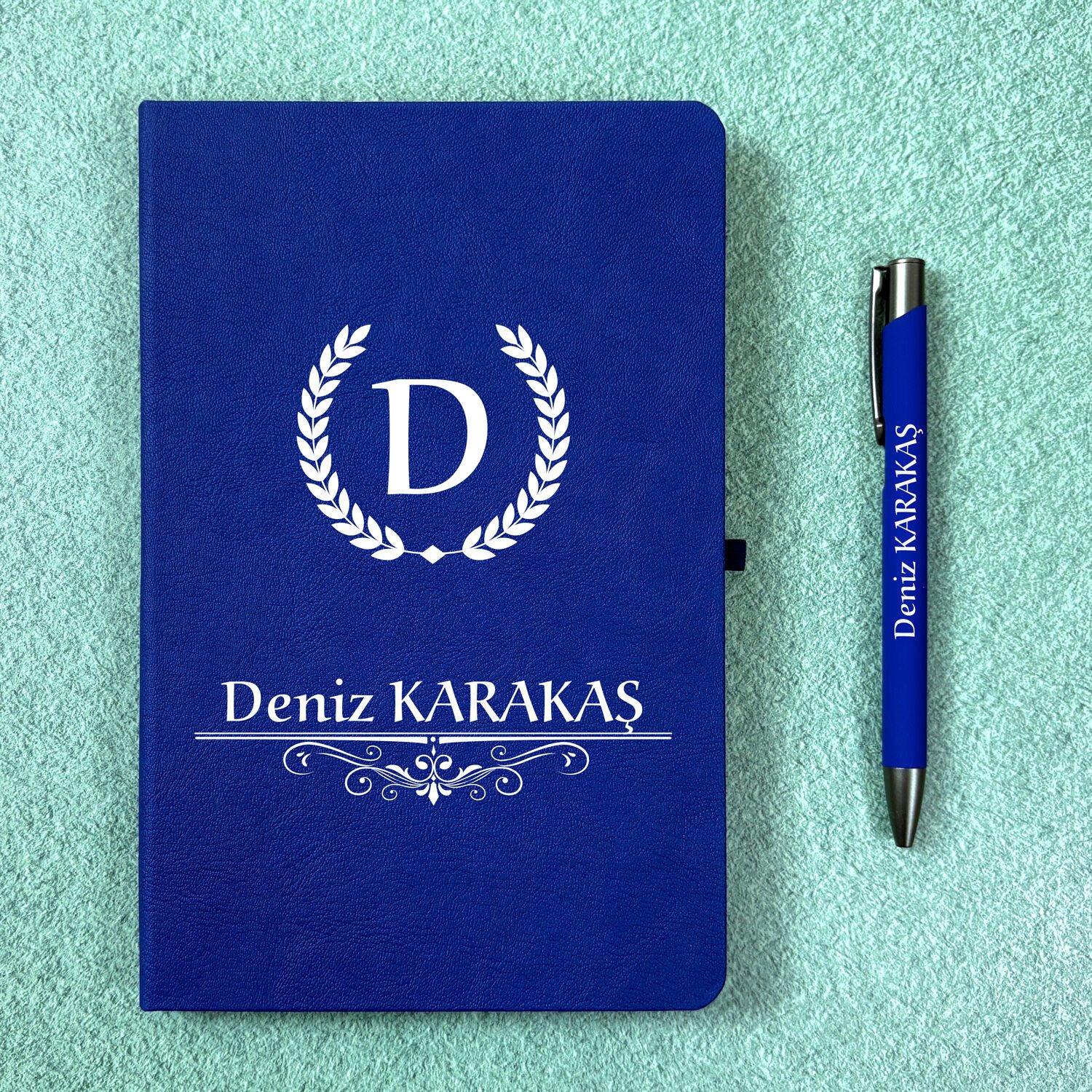 Kişiye Özel İsimli LACİVERT Ajanda Not Defteri ve Kalem Seti 2413B1001L