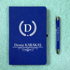 Kişiye Özel İsimli LACİVERT Ajanda Not Defteri ve Kalem Seti 2413B1001L
