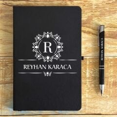 Kişiye Özel İsimli Siyah Ajanda Not Defteri ve Kalem Seti 2413B1006S