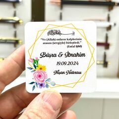Nikah, Nişan, Düğün, Söz, Kına Hediyelik Ahşap Magnet – 50 Adet (6x6 cm)