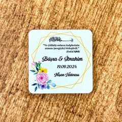 Nikah, Nişan, Düğün, Söz, Kına Hediyelik Ahşap Magnet – 20 Adet (6x6 cm)