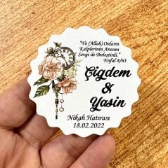 Nikah, Nişan, Düğün, Söz, Kına Hediyelik Ahşap Magnet – 50 Adet (7x7cm)