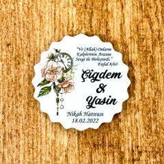 Nikah, Nişan, Düğün, Söz, Kına Hediyelik Ahşap Magnet – 50 Adet (7x7cm)