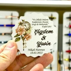 Nikah, Nişan, Düğün, Söz, Kına Hediyelik Ahşap Magnet – 50 Adet (7x7cm)