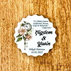Nikah, Nişan, Düğün, Söz, Kına Hediyelik Ahşap Magnet –20 Adet (7x7cm)