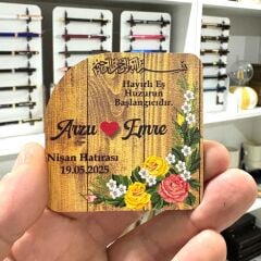 Nikah, Nişan, Düğün, Söz, Kına Hediyelik Ahşap Magnet -50 Adet (6x6cm)