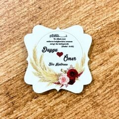 Nikah, Nişan, Düğün, Söz, Kına Hediyelik Ahşap Magnet –20 Adet (7x7cm)