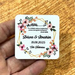 Nikah, Nişan, Düğün, Söz, Kına Hediyelik Ahşap Magnet –50 Adet (6x6cm)