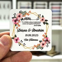 Nikah, Nişan, Düğün, Söz, Kına Hediyelik Ahşap Magnet –20 Adet (6x6cm)