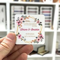 Nikah, Nişan, Düğün, Söz, Kına Hediyelik Ahşap Magnet –50 Adet (6x6cm)