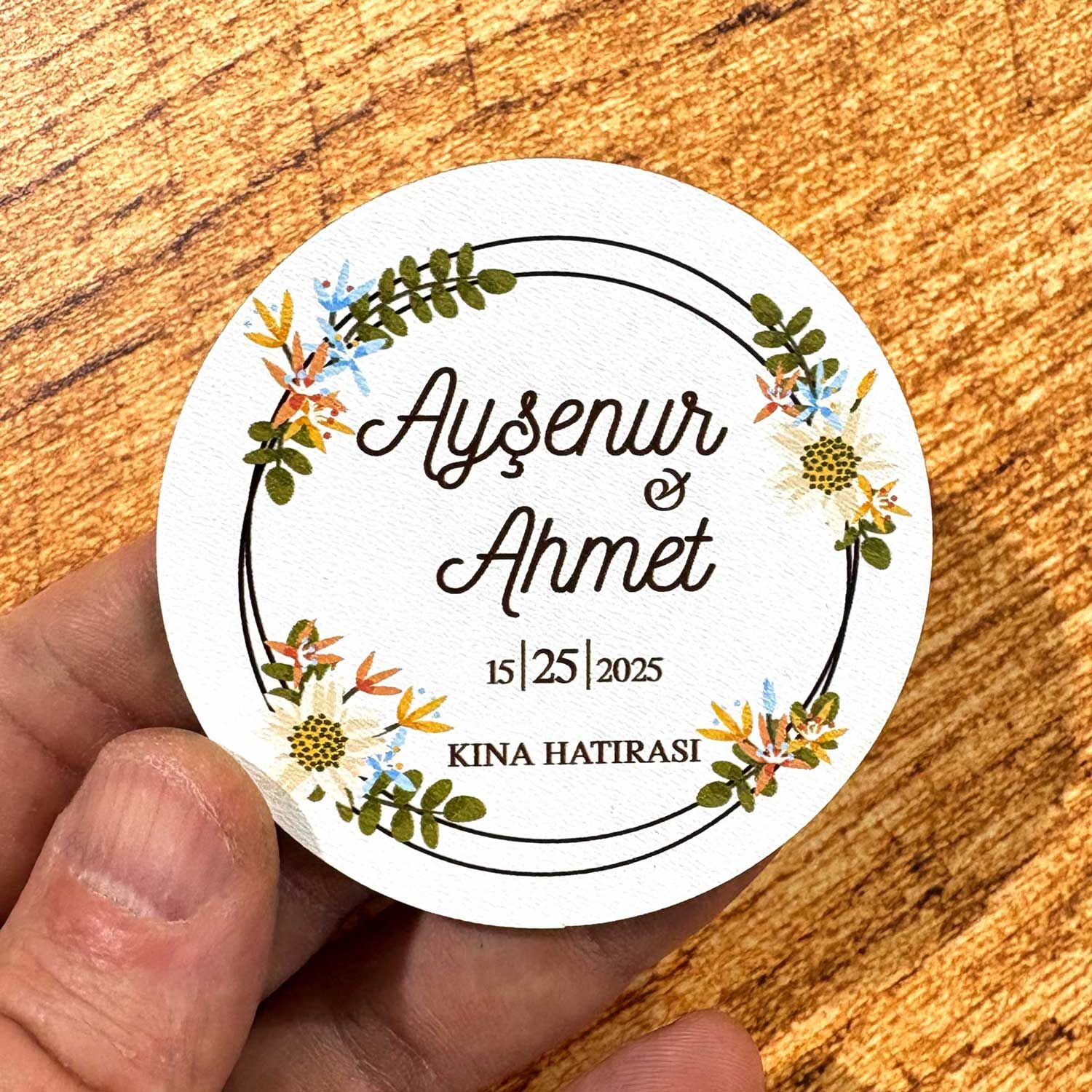 Nikah, Nişan, Düğün, Söz, Kına Hediyelik Ahşap Magnet –50 Adet (7x7cm)