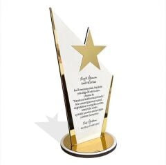 Kişiye Özel Plaket - Ahşap Plaket - Mezuniyet Hatırası - Okul Plaketi - 20cm x 12cm - Beyaz PLKT1001B